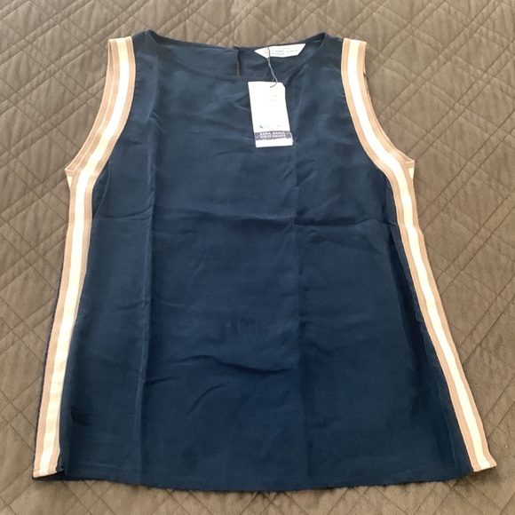 Zara NWT Basic Z1975 Denim Navy Tencel Top Size M - Picture 8 of 14